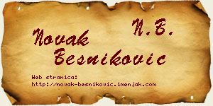 Novak Besniković vizit kartica